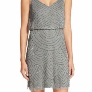 Adrianna Papell Sequin Dress | Art Deco Gray Dress
